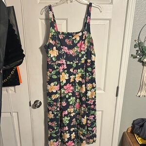 Old Navy Black Floral Maxi Dress with Pink & Yellow Blooms